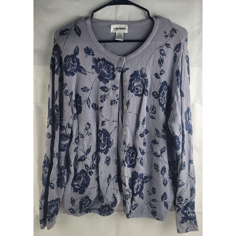 Alfred Dunner women's gray button Front cardigan sweater Sz M